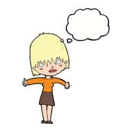 cartoon curious woman with thought bubble N43