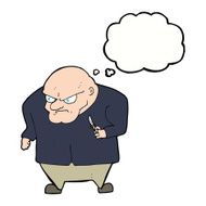 cartoon evil man with thought bubble N5