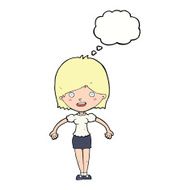 cartoon happy woman with thought bubble N206