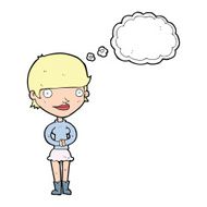 cartoon friendly woman with thought bubble N55