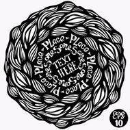 Hand made lettering template on abstract doodle background