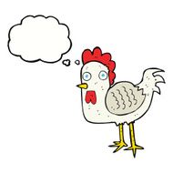 cartoon chicken with thought bubble N17