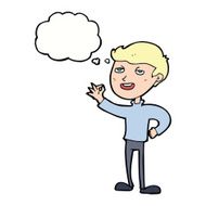 cartoon man making excellent gesture with thought bubble N8