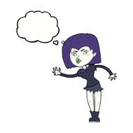cartoon vampire girl with thought bubble N181