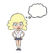 cartoon pretty woman with thought bubble N218