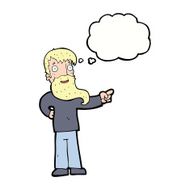 cartoon man with beard pointing thought bubble N8