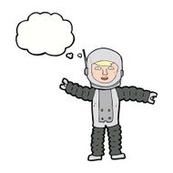 cartoon astronaut with thought bubble N95