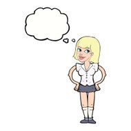 cartoon woman with hands on hips thought bubble N176