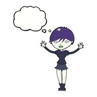 cartoon vampire girl with thought bubble N182