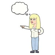 cartoon pretty woman pointing with thought bubble N34
