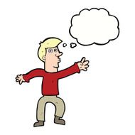 cartoon reaching man with thought bubble N8