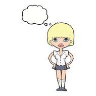 cartoon woman with hands on hips thought bubble N177