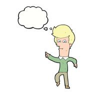 cartoon man pointing with thought bubble N153