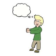 cartoon happy man with thought bubble N366