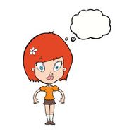 cartoon pretty woman with thought bubble N219