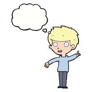 cartoon boy with idea thought bubble N59