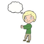 cartoon happy boy with thought bubble N186