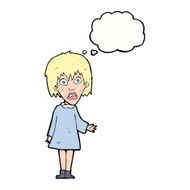 cartoon shocked woman with thought bubble N77
