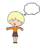 cartoon woman giving thumbs up with thought bubble N9