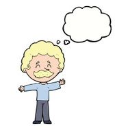 cartoon boy with mustache thought bubble N8