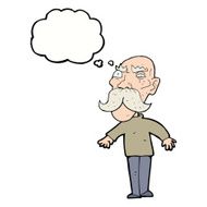 cartoon angry old man with thought bubble N115