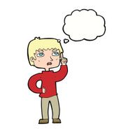 cartoon boy with question thought bubble N16