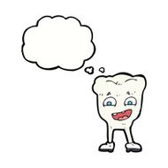 cartoon happy tooth with thought bubble N29