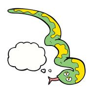 cartoon hissing snake with thought bubble N15