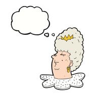 cartoon queen&#039;s head with thought bubble N9