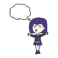 cartoon vampire girl with thought bubble N183