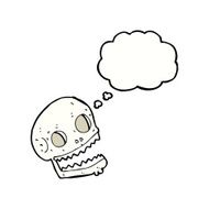 cartoon spooky skull with thought bubble N125