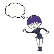 cartoon vampire girl with thought bubble N184