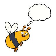 funny cartoon bee with thought bubble N17