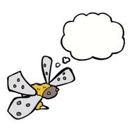 cartoon bee with thought bubble N23