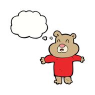cartoon unhappy bear with thought bubble
