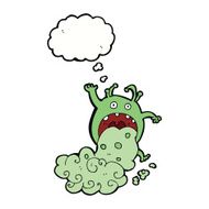 cartoon gross monster being sick with thought bubble N8