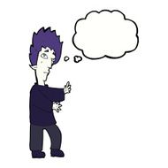 cartoon vampire with thought bubble N102