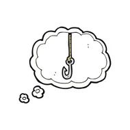 cartoon hook with thought bubble