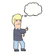 cartoon grumpy man with thought bubble N17