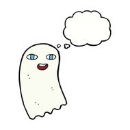 funny cartoon ghost with thought bubble N73