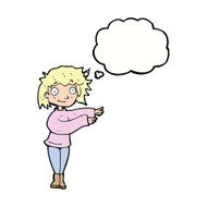cartoon dancing woman with thought bubble N44