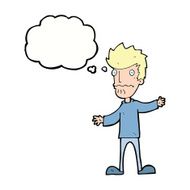 cartoon nervous man with thought bubble N112