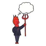 cartoon devil with pitchfork thought bubble N22