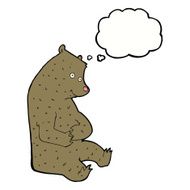 cartoon happy bear with thought bubble