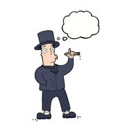 cartoon smoking gentleman with thought bubble N8
