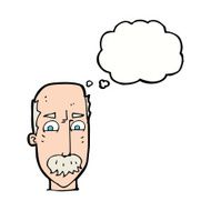 cartoon annnoyed old man with thought bubble N8