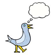 cartoon walking bird with thought bubble N18