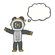 cartoon deep sea diver with thought bubble N25