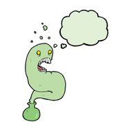 cartoon halloween ghost in bottle with thought bubble N17