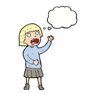 cartoon stressed out woman with thought bubble N17